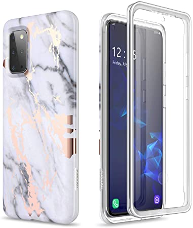 SURITCH for Samsung Galaxy S20 Plus Marble Case, [Built-in Screen Protector] Marble Full-Body Protection Shockproof Rugged Bumper Protective Cover for Samsung Galaxy S20 Plus 6.7 Inch (Gold Marble)