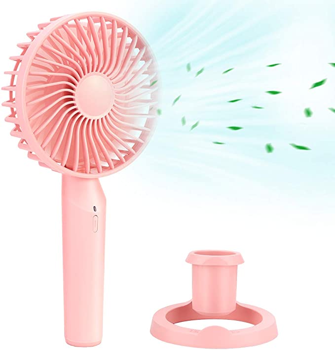 MoKo Portable Handheld Fan, Mini Cooling Fan USB Rechargeable, 3 Speeds Adjustable Personal Fan with Aroma Diffusing Design for Home Sports Office Outdoor Travel - Pink