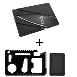 ShieldSurvival 11 Function Black Tungsten Steel Credit Card Size Survival Kit Multi Tool with 1 Credit Card Size Folding Knife with Packaging