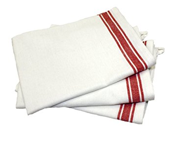 Aunt Martha's 18-Inch by 28-Inch Package of 3 Vintage Dish Towels, Red Striped