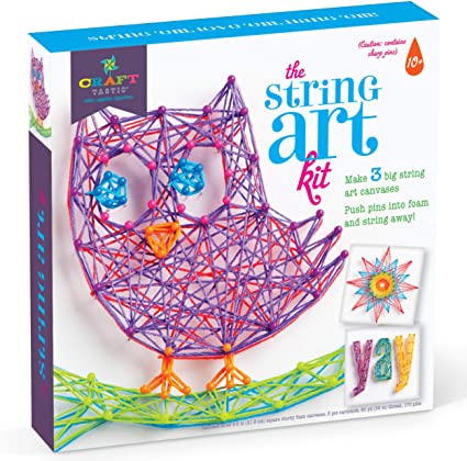 Craft-tastic String Art Kit lV - Craft Kit Makes 3 Large String Art Canvases