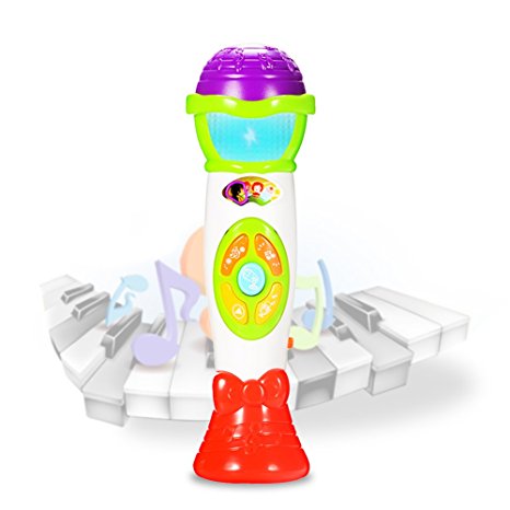 FunsLane Voice Changing and Recording Microphone Toy for Kids with Play Music Function and Colorful Lights Kids Party Favor Toy Great Holiday Gift