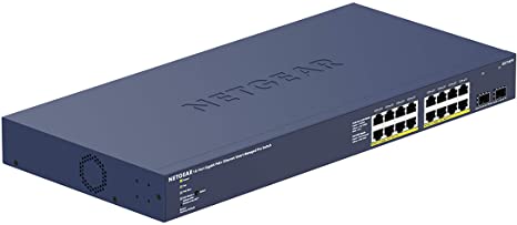 NETGEAR 18-Port PoE Gigabit Ethernet Smart Switch (GS716TP) - Managed, Optional Insight Cloud Management, 16 x PoE  @ 180W, 2 x 1G SFP, Desktop or Rackmount, and Limited Lifetime Protection