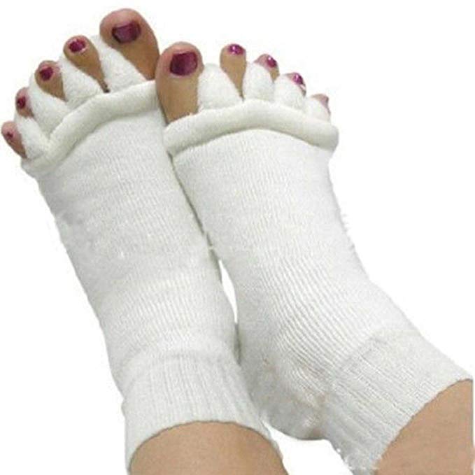 VANKER 1 Pair Yoga Correction Foot Pain Relief Five Toes Separator Massage Socks Foot Care Equipment
