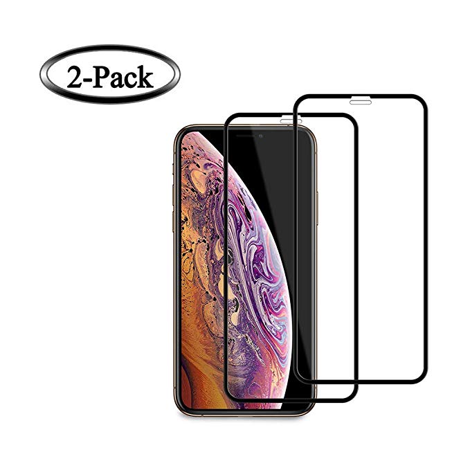 [2-Pack] iPhone Xs MAX Screen Protector,Full Coverage Ultra Tempered Glass Screen Protector Compatible with iPhone Xs MAX, 9H Hardness, 3D Touch, Bubble Free, Easy Install, 6.5-Inch