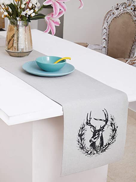Deer Table Runner of Size 13x72 Inch, 100% Cotton, Perfect for Christmas, Thanks Giving, Dinner Parties, BBQs and Everyday Use