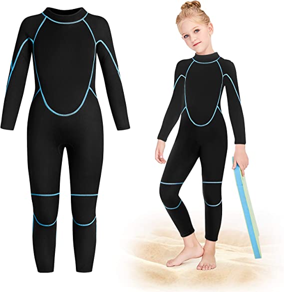 Greatever Kids Shorty Wetsuits, 3mm Neoprene Thermal Swimsuit Long Sleeve UV Protection for Boys Girls Youth Child Junior Swimming Snorkeling Scuba Diving Surfing