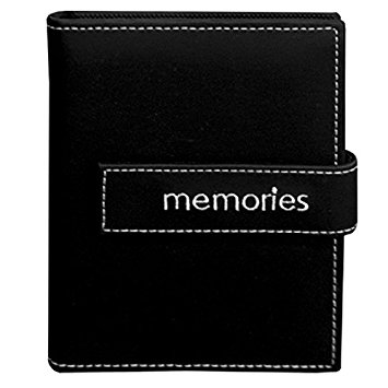 Pioneer Photo Albums 36-Pocket 4 by 6-Inch Embroidered "Memories" Strap Sewn Leatherette Cover Photo Album, Mini, Black