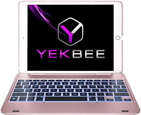 YEKBEE iPad Keyboard Case for iPad 2018 (6th Gen) - iPad 2017 (5th Gen) - iPad Pro 9.7 - iPad Air 2 & 1 - Thin & Light - 135° Folding - Wireless/BT - Backlit 10 Color - iPad Case with Keyboard