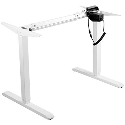 VIVO White Electric Stand Up Desk Frame Workstation, Single Motor Ergonomic Standing Height Adjustable Base with Control Panel (DESK-V101EW)