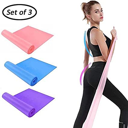 Resistance Bands(Set of 3),Elastic Band for Exercise,Yoga Fitness Bands,Workout Bands for Stretch,Physical Therapy, Pilates