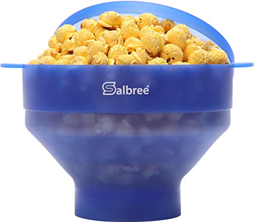 Original Salbree Microwave Popcorn Popper, Silicone Popcorn Maker, Collapsible Bowl - The Most Colors Available (Clear Blue)