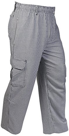 Mercer Culinary M61051HTM Genesis Men's Chef Cargo Pant in Hounds Tooth, Medium, Black/White