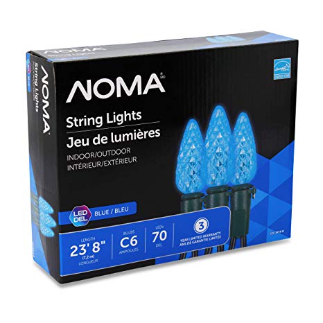 NOMA LED Christmas Lights | 70-Count C6 Blue Bulbs | 23' 8" String Light | UL Certified | Outdoor & Indoor