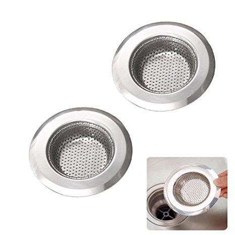 Daixers 2 Pack Kitchen Garbage Sink Strainer Heavy-Duty Stainless Steel (Top Diameter 4.3 Inch)