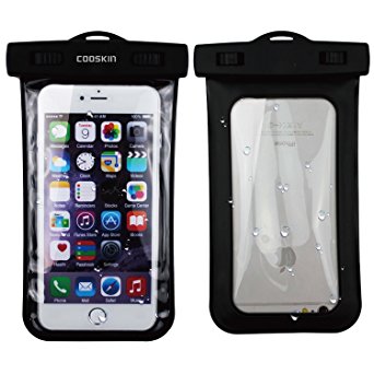 COOSKIN® waterproof Case Waterproof Life Pouch for Apple Iphone 6 Plus,6s,6,5,5s,5c, Galaxy S6, S5, S4 S3, HTC One M9/max, Galaxy Note 4 /3 / 2 / 1 - up to 6-inch Diagonal - Ipx8 Certified to 100 Feet (Black)