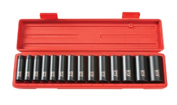 TEKTON 4885 1/2-Inch Drive Deep Impact Socket Set, Metric, Cr-V, 6-Point , 11 mm - 32 mm, 14-Sockets