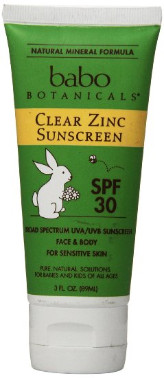 Babo Botanicals SPF 30 Clear Zinc Lotion - 3 Ounces, Best Natural Mineral Sunscreen, Non-Nano, Sensitive
