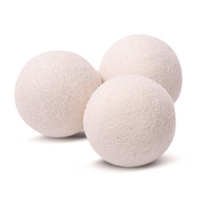 Wool Dryer Balls - 3 Pcs - XL Size - Baby Safe & Unscented Natural Fabric Softener - 100% Organic, No-Fillers New Zealand Wool Dry Balls
