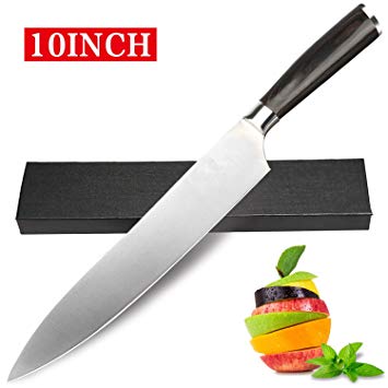 Chef Knife, Pro Kitchen Knife 10 Inch German High Carbon Stainless Steel Chef's Knife with Ergonomic Handle for Home Kitchen and Restaurant