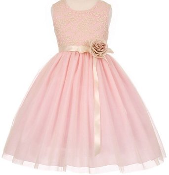 Little Girls Elegant Contrast 3D Lace Tulle Flowers Girls Dresses