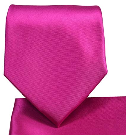 Solid 3.5" Wide Neck Tie & Matching Pocket Square Handkerchief Set