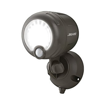 Mr. Beams Wireless Battery-Operated Outdoor Motion-Sensor-Activated LED Spotlight, Plastic, Brown, 200 lm