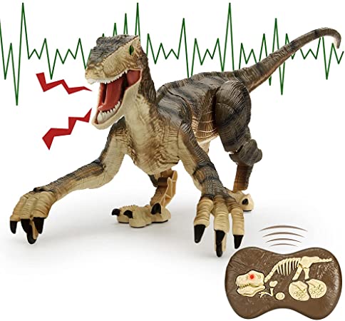 Mini Tudou Remote Control Dinosaur Toys,Electronic Walking toys with LED Light Up&Realistic Simulation Sounds,2.4Ghz Velociraptor Robot Toys,Best RC Dinosaur Gifts for Boys Kids Age 5 6 7 8 9