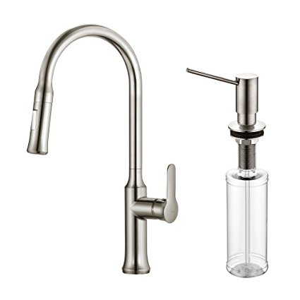 Kraus Kpf-1630-KSD41SS Nola Single-Handle Kitchen Faucet with Pull Down Dual-Function Sprayer with Soap Dispenser, Stainless Steel