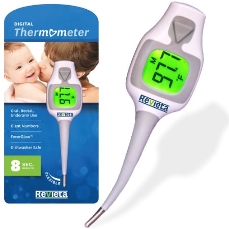 Digital TherMOMeter for Baby, Child and Adult. Fast (8 secs) Results. Large Display. Reliable for Body Temp Reading (Oral, Axial/Armpit, Rectal). Great idea for Baby Registry & Shower!