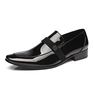 Faranzi Patent Leather Tuxedo Strap and Buckle Slip-On Loafer Oxford Shoes For Men Dress Shoes Zapatos de Hombre Comfortable Classic Modern Formal Business Shoes
