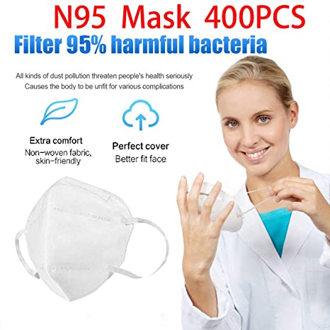 400 N95 Particulate Antiviral Mask - Anti-Dust, Smog, Germs for Kids Women Men