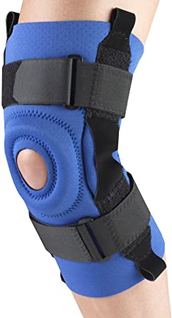 Champion Neoprene Knee Stabilizer with Hinged Bars, Blue, Large