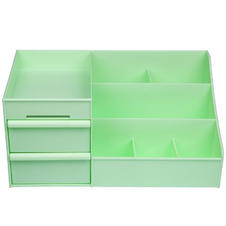 Molain Makeup Organizer Plastic Makeup Storage Display with Drawers Cosmetic Organizer Cases and Box (Green)