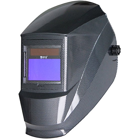 Antra AH6-360-001X   Solar Power Auto Darkening Welding Helmet with AntFi X60-3 Wide Shade Range 4/5-9/9-13 with Grinding Feature Extra lens covers Good for TIG MIG MMA Plasma