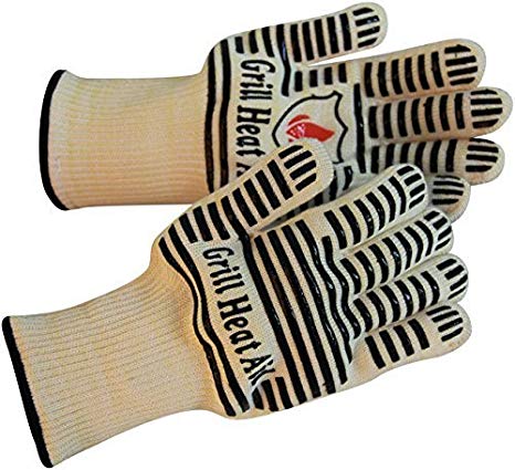 Extreme 932F Heat Resistant - Light-weight, Flexible Kitchen Gloves - 100% Cotton Lining for Super Comfort - Black Stripes for Ultimate Grip - Versatile Than Oven Mitt & Potholders, 2 Gloves