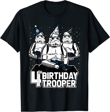 Star Wars Stormtrooper Party Hats Trio 4th Birthday Trooper T-Shirt