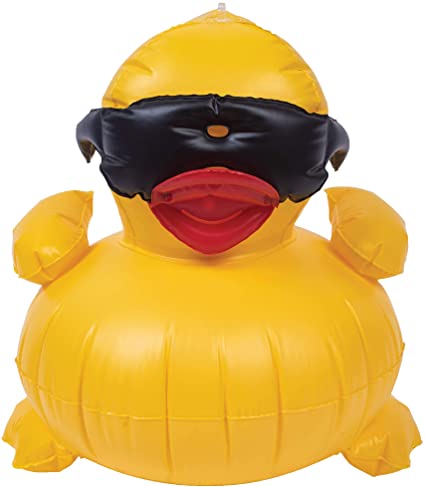 GAME 5001 Inflatable Derby Duck Pool Toy, Easy-to-Inflate, Durable Vinyl, Hanging Loop