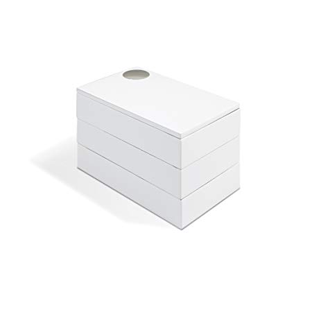 Umbra Spindle Jewlery Box, Wood Jewelry Box with White High-Gloss Finish