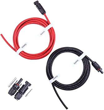 iGreely Solar Panel Extension Cable - 10 Feet 10AWG(6mm²) Solar Extension Cable with Female and Male Connector Solar Panel Adapter (10FT Red   10FT Black)