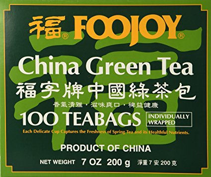 1 X Foojoy Brand China Green Tea, 2g X 100 Teabags
