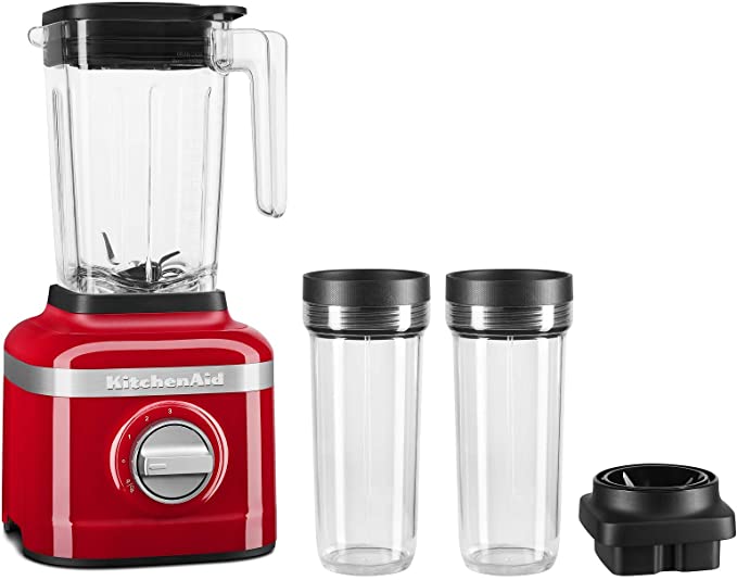 KitchenAid K150 48oz, 3 Speed Ice Crushing Blender with 2 x 16oz Personal Jars to Blend and Go, 3 speed settings, pulse and ice crush setting, perfect for smoothies and blended drinks, Passion Red