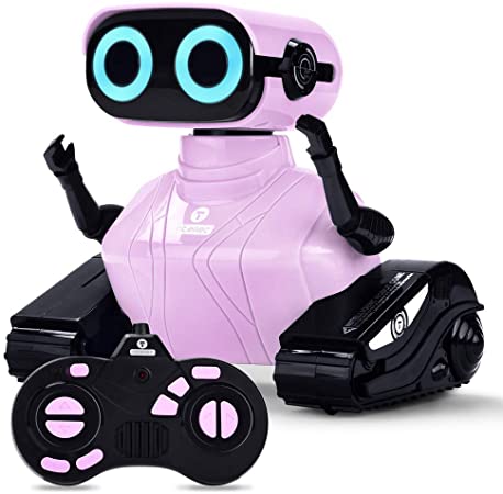 ALLCELE Kids Robot Toys for Girls, Remote Control Robotic Toy with LED Eyes Dance and Sounds, Gifts for 6  Year Old (Pink)