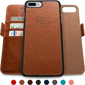 Dreem Fibonacci iP7 V1 RFID Wallet Case with Detachable Folio, Premium Vegan Leather, 2 Kickstands, Gift Box, for iPhone 7 PLUS - Brown