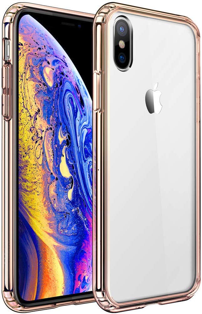 Mkeke Compatible with iPhone Xs Case,iPhone X Case,Clear Anti-Scratch Shock Absorption Cover Case iPhone Xs/X-Rose Gold