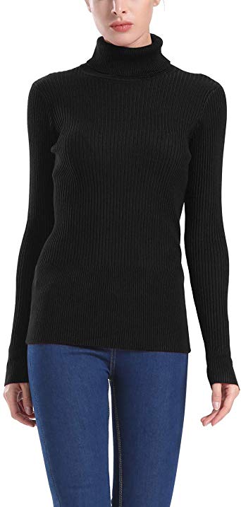 Rocorose Women's Sweater Long Sleeve Turtleneck Knitted Solid Pullover