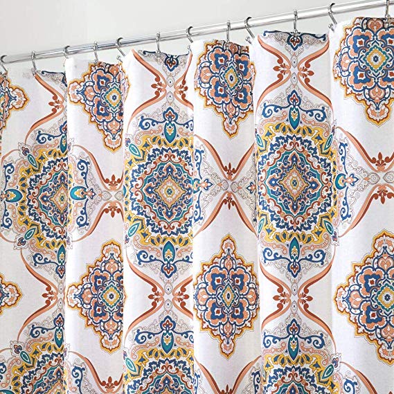 mDesign Shower Curtain Medallion Design - 183 cm x 183 cm - Long-Lasting Shower Curtain - Colour: Spice / Multicoloured