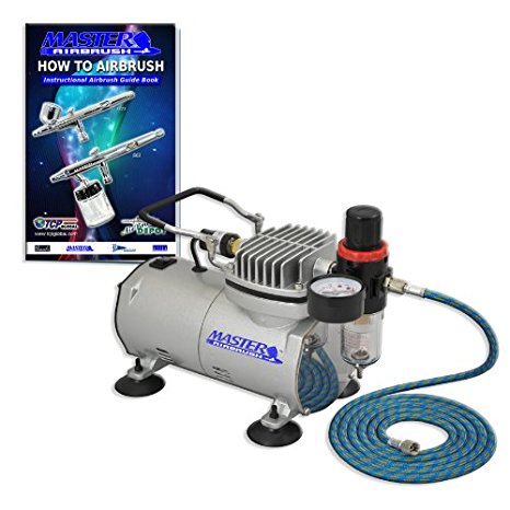 Master Airbrush Compressor with Water Trap and Regulator, Now Includes a (FREE) 6 Foot Airbrush Hose and a (FREE) How to Airbrush Training Book to Get You Started, Published Exclusively By Master Airbrush