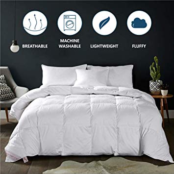 Maple Down Comforter Queen Size Duvet Insert, Down Alternative Comforter Quilted with Corner Tabs for All Season, Soft & Breathable Brushed Microfiber Machine Washable (White,90’’ * 90’’)