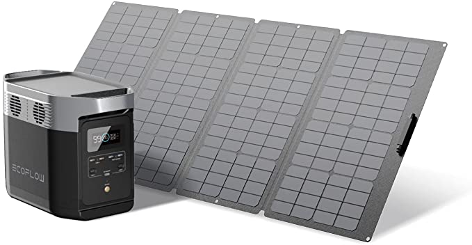 EF ECOFLOW Delta 1000 Portable Power Station with 160W Solar Panel Included, 6 X 110V/1600W AC Outlets, 1008Wh Solar Generator for Outdoors Camping RV High-Power Appliances Emergency